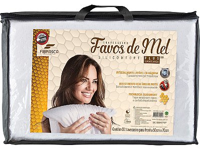 Travesseiro Favos de Mel Plus D20 Integralmente Lavável em Máquina Silicomfort Fibrasca para fronhas 50x70cm