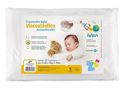 Travesseiro NASA baby Anti Sufocante Recém Nascido 0+ p/ fronha 30x40 com tecido percal 180fios Fibrasca