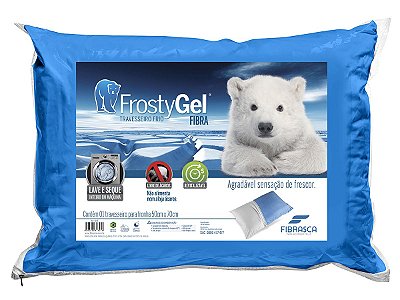 Travesseiro Frio Frostygel fibra integralmente lavável em máquina p/fronhas 50x70 Fibrasca
