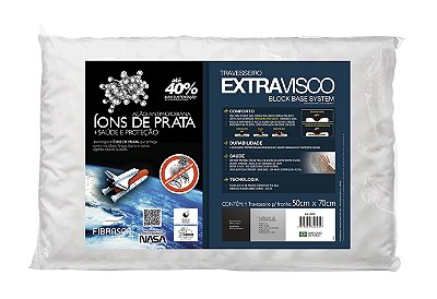 Travesseiro Nasa Alto Extravisco íons de prata p/fronhas 50x70 Fibrasca