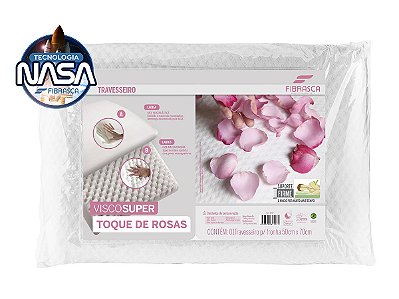 Travesseiro Nasa Alto ViscoSuper Toque de Rosas 50x70cm Fibrasca