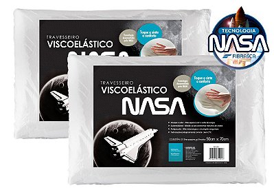 Kit 2 Travesseiros Nasa 50x70cm Viscoelástico Antiácaro Fibrasca Branco