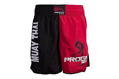 Calção/Shorts Muay Thai Masculino - Vermelho e Preto