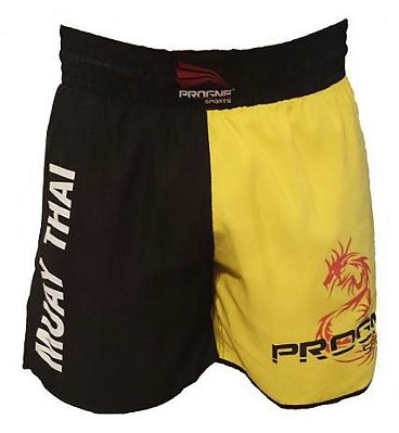 Calção/Shorts Muay Thai Masculino - Preto e Amarelo