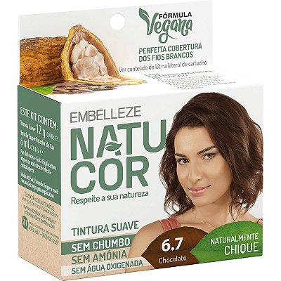 TINTA NATUCOR SEM AMÔNIA SEM AGUA OXIGENADA CHOCOLATE 6.7