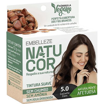 TINTA NATUCOR SEM AMÔNIA SEM AGUA OXIGENADA CASTANHO CLARO 5.0