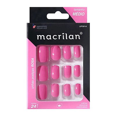 UNHAS POSTIÇAS MACRILAN ROSA MÉDIO 24UND