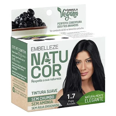 TINTA NATUCOR SEM AMÔNIA SEM AGUA OXIGENADA PRETO AZULADO 1.7