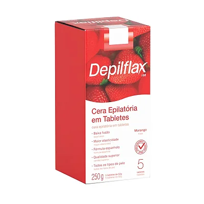 CERA DEPILATÓRIA EM TABLETES MORANGO DEPILFLAX 250g