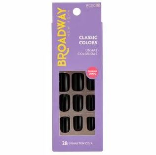 UNHAS POSTIÇAS BROADWAY  QUADRADO CURTO PRETO 08B