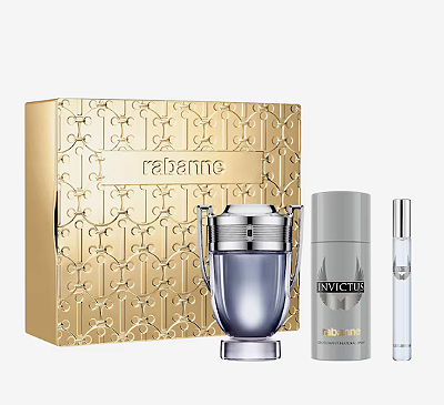 KIT RABANNE INVICTUS  EAU DE TOILETTE 100ML + DESODORANTE 150ML + TRAVEL SIZE 10ML