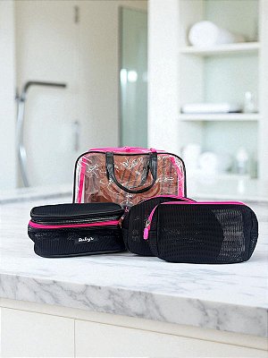 NECESSAIRE GRANDE + 3 PEQUENAS CORES VARIADAS