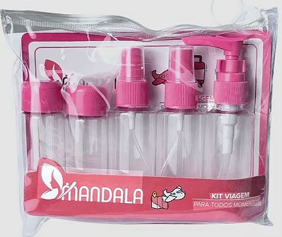 KIT VIAGEM MANDALA 5 FRASCOS CORES VARIADAS