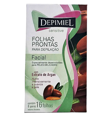 FOLHAS PRONTAS PARA DEPILAÇÃO FACIAL DEPIMIEL EXTRATO DE ARGAN