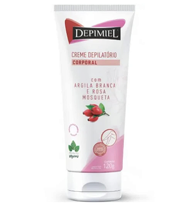 CREME DEPILATORIO ARGILA BRANCA E ROSA MOSQUETA CORPORAL DEPIMIEL 120g