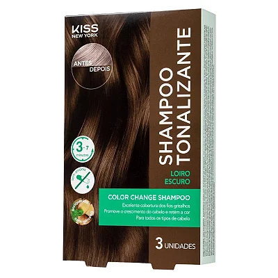 Shampoo Tonalizante Kiss New York 3 Unidades Loiro Escuro