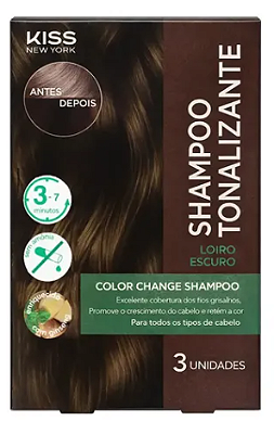 SHAMPOO TONALIZANTE KISS NEW YORK 3 UNIDADES LOIRO ESCURO