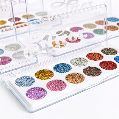 PALETA DE SOMBRAS GLITTER 12 CORES VIVAI