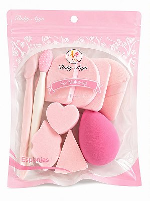KIT ESPONJINHAS ROSA+NAVALHA+ PINCEL DE LIMPEZA