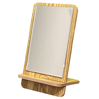 ESPELHO DE MESA MDF E VIDRO 15cm com 12,8 cm x 26,3 cm