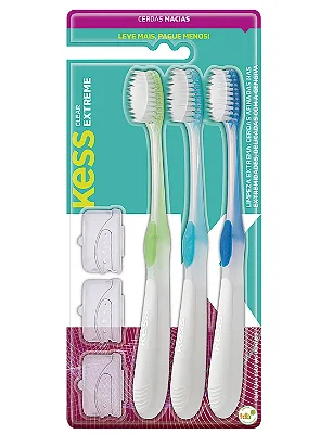 Pack 3 Escovas Dental Kess Clear Cod 2101