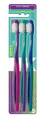 Pack 3 Escovas Dental Kess Basic Cod 2564