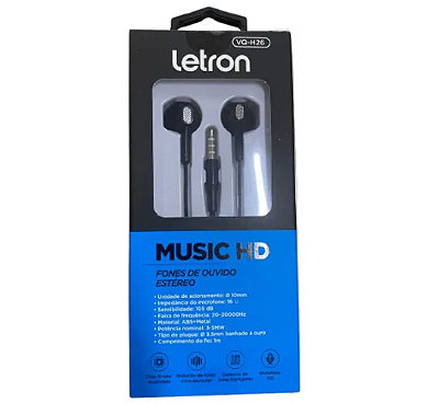 Fones de Ouvido Letron VQ-H26 Estéreo