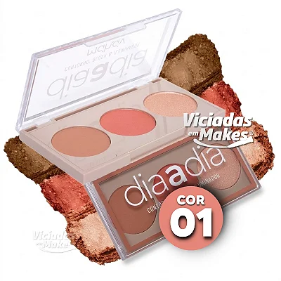 Paleta Cor 1 Contorno Blush Iluminador Mahav