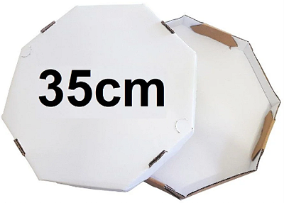 CAIXA DE PIZZA OITAVADA Nº35 (25uni) - BRANCA - 4 DE ALTURA