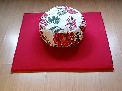 KIT ZAFU + ZABUTON ॐ Floral Vermelho
