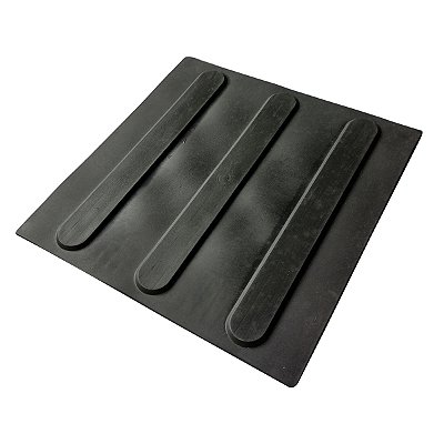 Kit 10 pç - Piso Tátil Direcional Preto PVC/Borracha 25x25cm