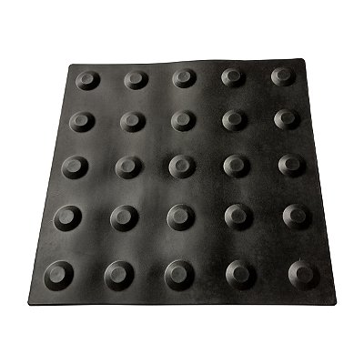Kit 10 pç - Piso Tátil Alerta Preto PVC/Borracha 25x25cm
