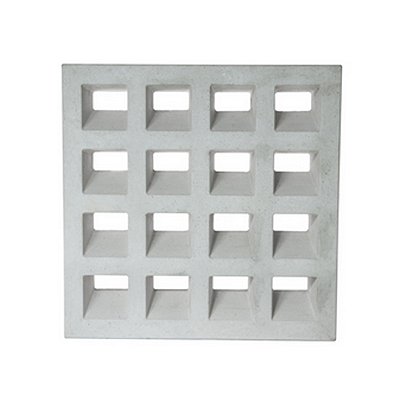 Elemento Vazado Cobogó 16 Furos Anti Chuva 39x39x7cm - Concreto Natural - / m2