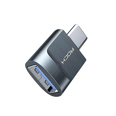 Mini Adaptador Rock Tipo-C Otg Para Usb Fêmea Space Gray