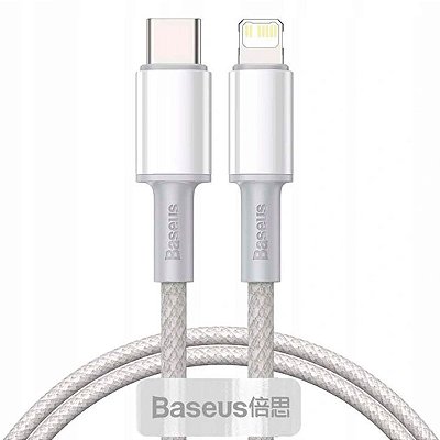 Cabo USB-C para Lightning Baseus de alta densidade 20 W 5A PD 1 m (branco)