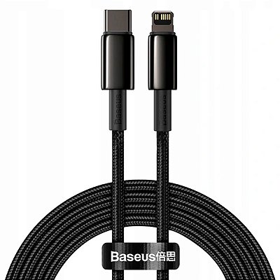 Cabo Tungsten Gold Baseus USB-C para Lightning PD 20W  Preto 2M