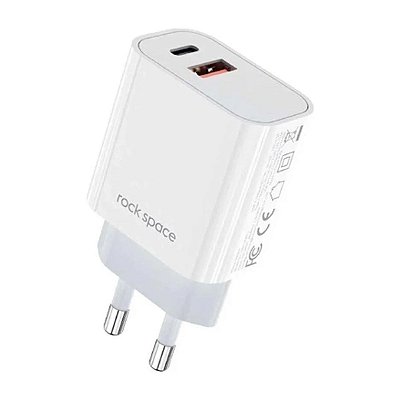 Carregador Turbo Tipo C E Usb Pd QC 20W Rock T43