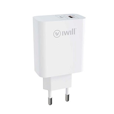 Carregador De Parede Usb Com Tipo C PD Home Adapter iWill 30W Branco