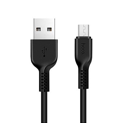 Cabo Micro USB 1 Metro X20 Hoco Preto V8 Para Celular Android Com Carregamento e Transferencia De Dados