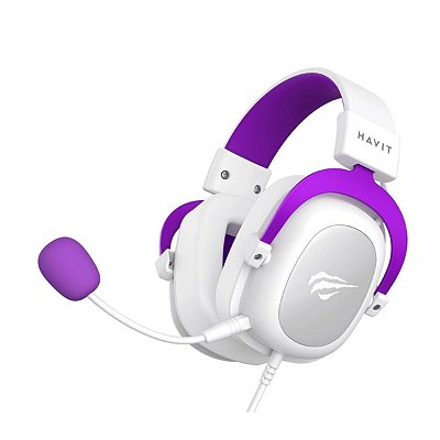 Fone De Ouvido Headset Gamer Havit H2002d Branco e Roxo