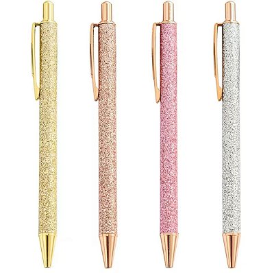 Caneta Luxo Glitter Rose, Dourada e Prata