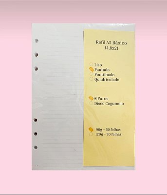 Refil Folhas Pautadas (fichário A5)
