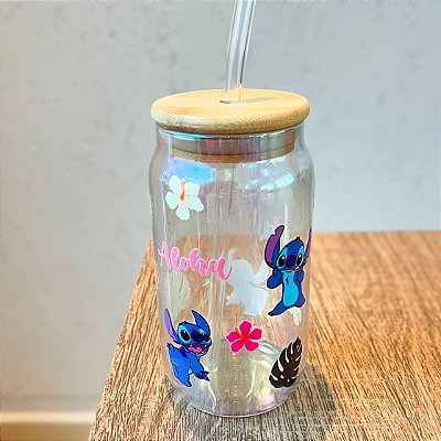 Copo Stitch com Tampa e Canudo