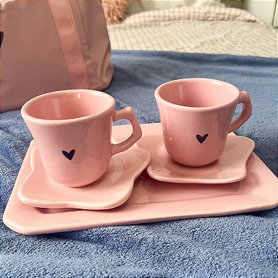Kit Canecas Blue Love + Bandeja