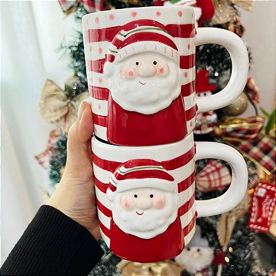Caneca Natal Papai Noel Listras