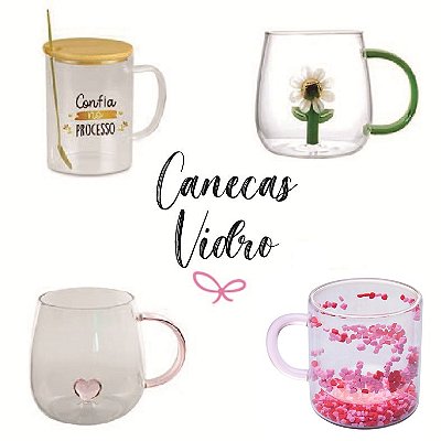 Canecas Vidro Frases 3D