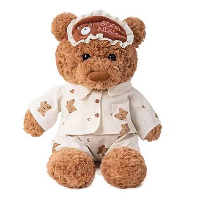 Urso de Pelúcia Com Pijama e Máscara de dormir