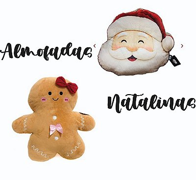 Almofadas Natalinas Gingerbread e Papai Noel