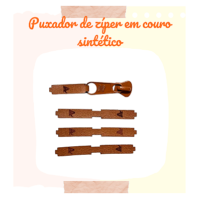 Puxadores de Zíper em Couro Sintético em 0,7x6cm - Formato Vintage