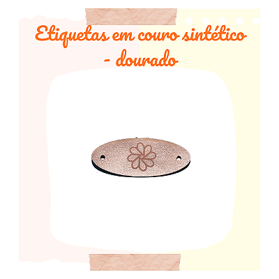Etiquetas De Couro Sintético Ovais - dourado